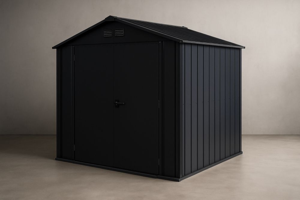 Abri en acier noir pour extérieur 262 cm x 182 cm x 202 cm-jardinvitaluz