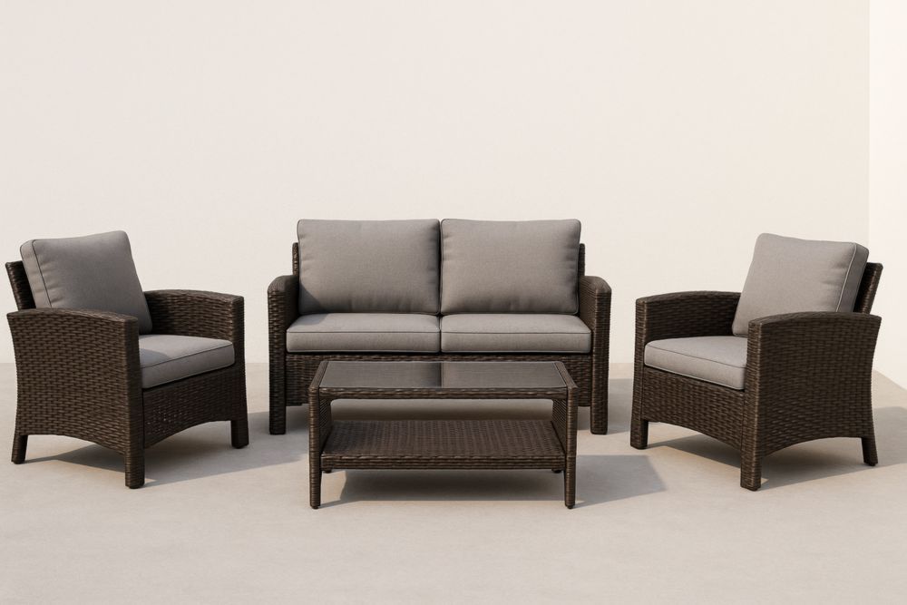 Ensemble de meubles de jardin en rotin 4 pièces avec canapés et table basse-jardinvitaluz