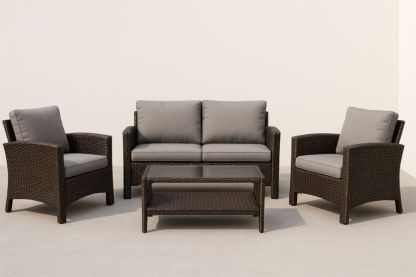 Ensemble de meubles de jardin en rotin 4 pièces avec canapés et table basse-jardinvitaluz