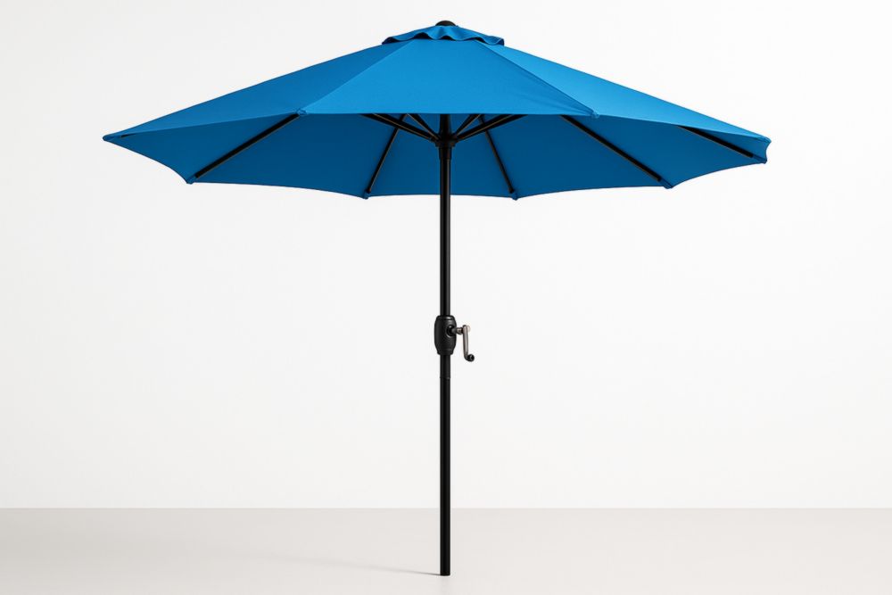 Parasol Rond Extérieur 3m Aluminium Polyester Bleu-jardinvitaluz