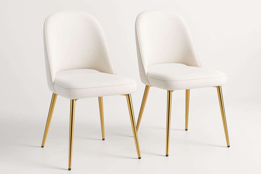 Chaise en tissu blanc avec pieds en métal doré, 45 cm-jardinvitaluz