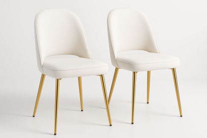 Chaise en tissu blanc avec pieds en métal doré, 45 cm-jardinvitaluz