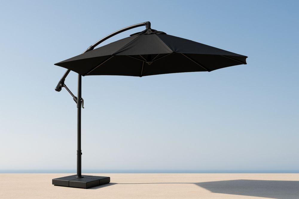 Parasol Déporté 300 cm Aluminium Polyester Noir-jardinvitaluz