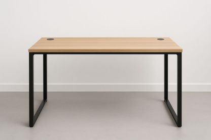 Bureau Rectangulaire Bois Métal 120x60x75 cm Chêne Clair/Noir-jardinvitaluz