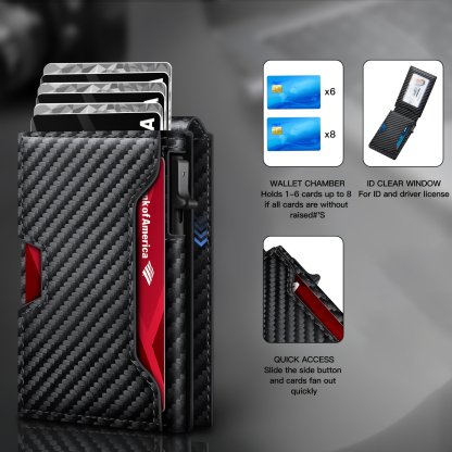 Minimalist Men's Slim Wallet: 9 - 13 Cards, Money Clip, ID Window. RFID - Blocking, Aluminum Bifold Pop - Up-LivanaGoods