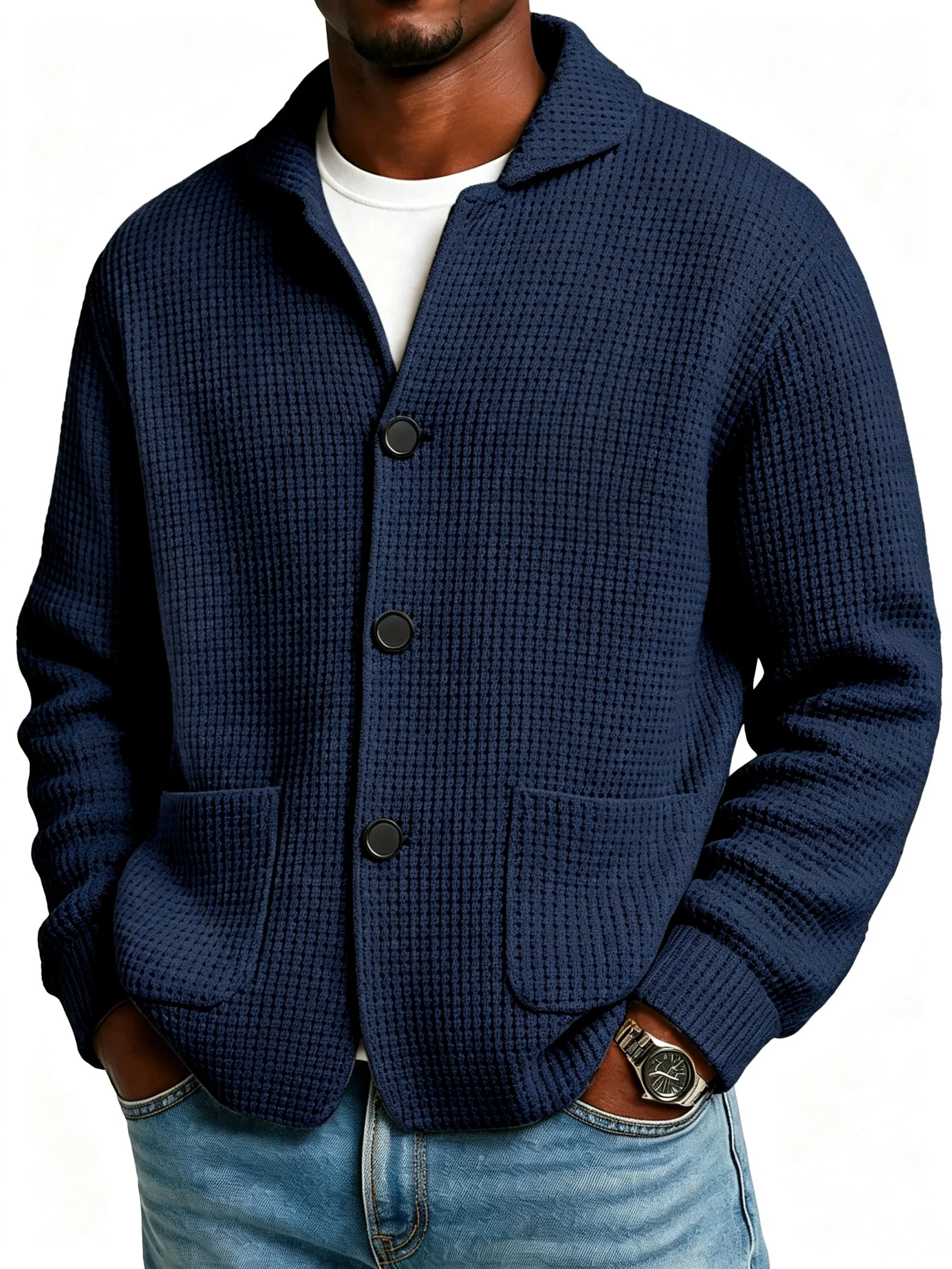 Autumn And Winter Solid Color Stand Collar Knitted Sweater Jacket