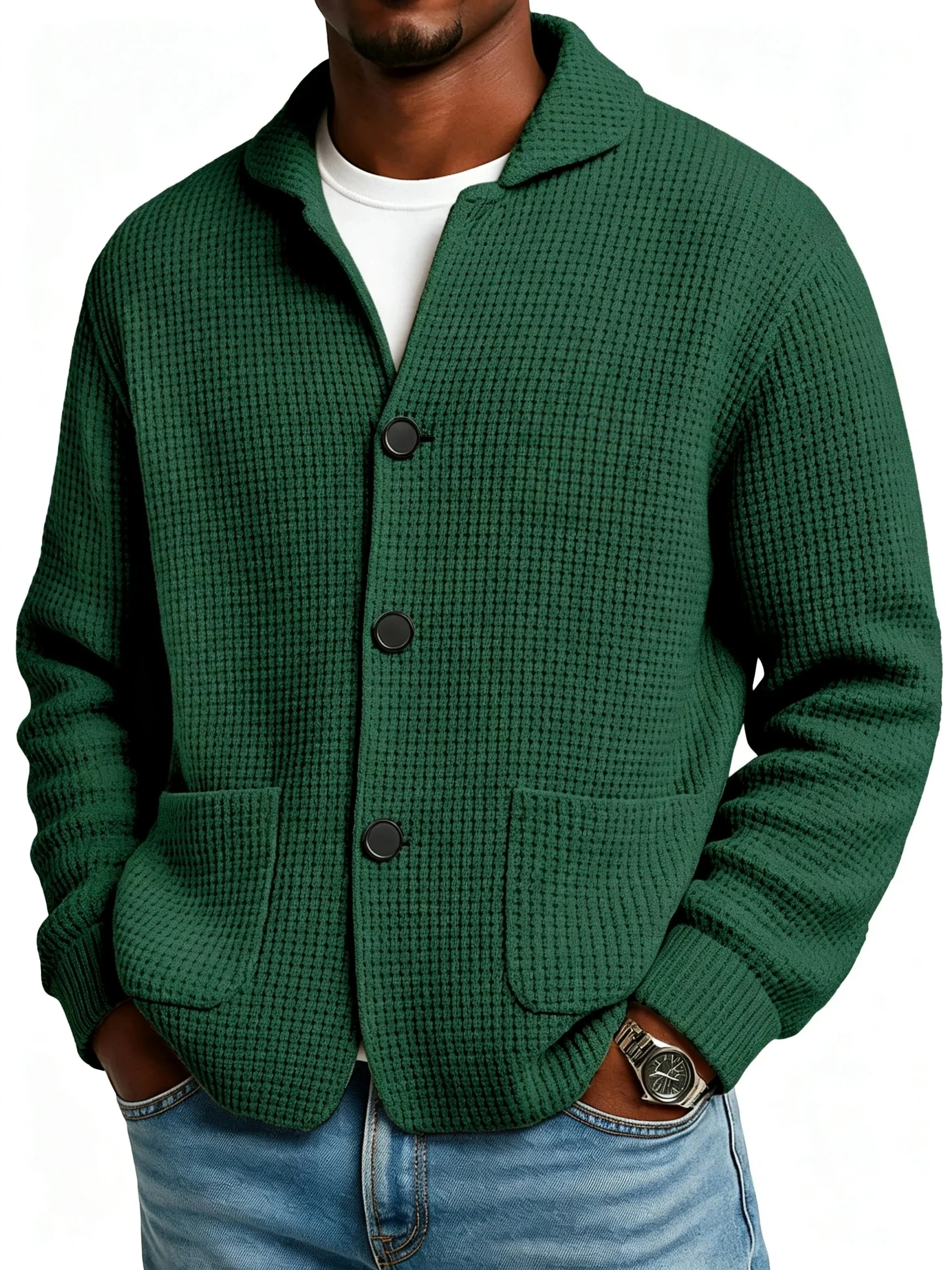 Autumn And Winter Solid Color Stand Collar Knitted Sweater Jacket