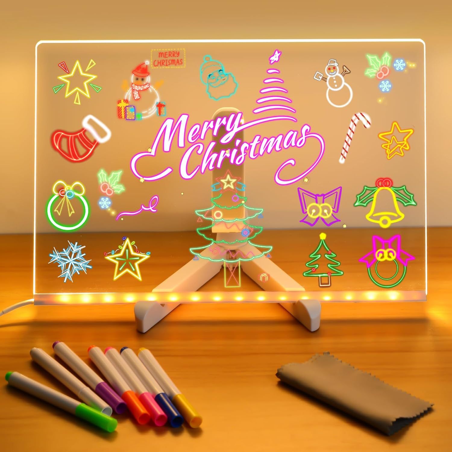 🎅The perfect gift for this Christmas🎁Creative Rewritable Acrylic LED Message Board 🎨 (set come with 7 Pens)