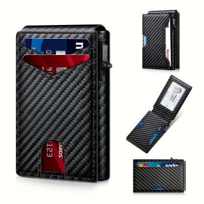Minimalist Men's Slim Wallet: 9 - 13 Cards, Money Clip, ID Window. RFID - Blocking, Aluminum Bifold Pop - Up-LivanaGoods