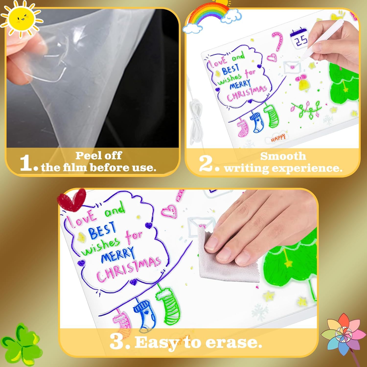 🎅The perfect gift for this Christmas🎁Creative Rewritable Acrylic LED Message Board 🎨 (set come with 7 Pens)