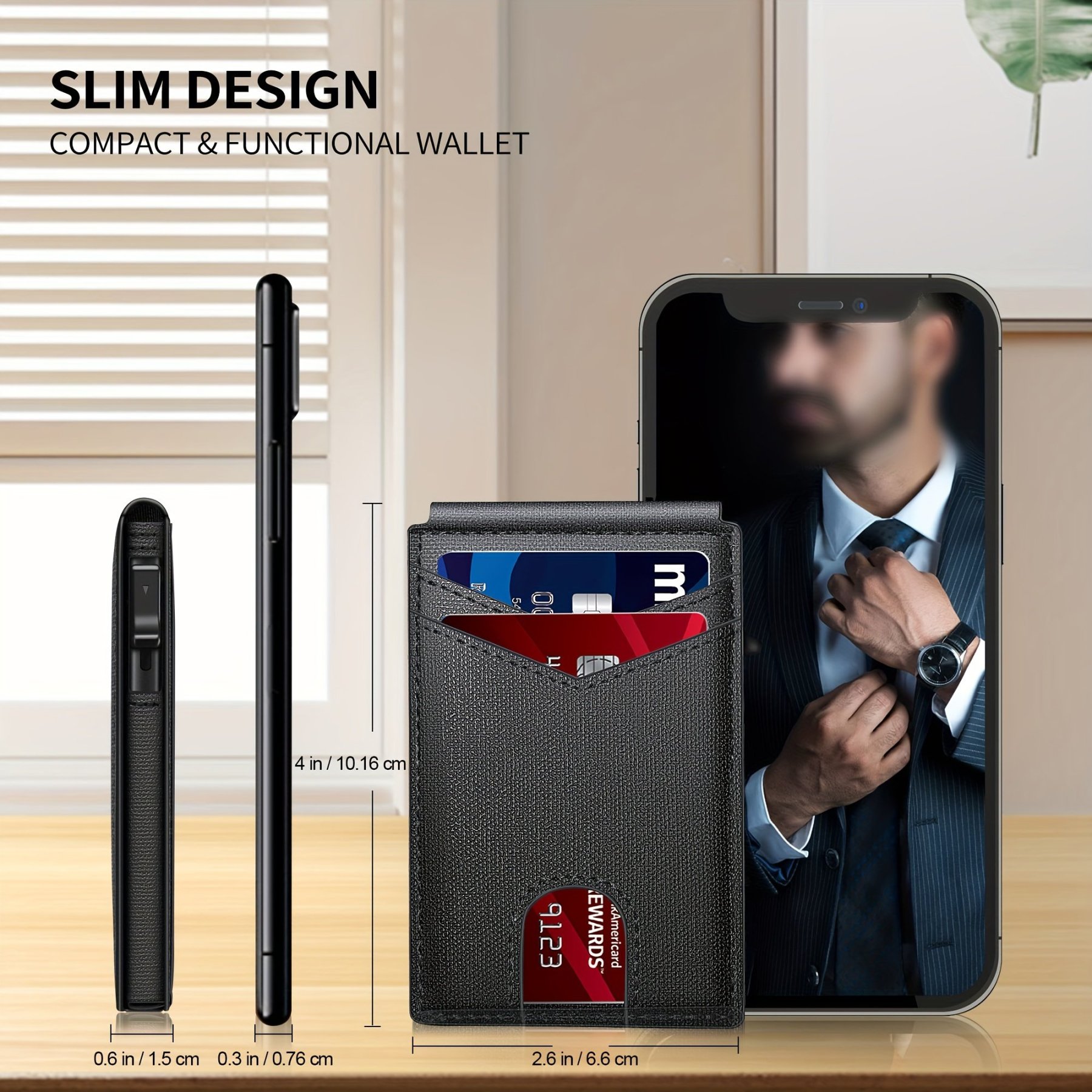 Minimalist Men's Slim Wallet: 9 - 13 Cards, Money Clip, ID Window. RFID - Blocking, Aluminum Bifold Pop - Up-LivanaGoods