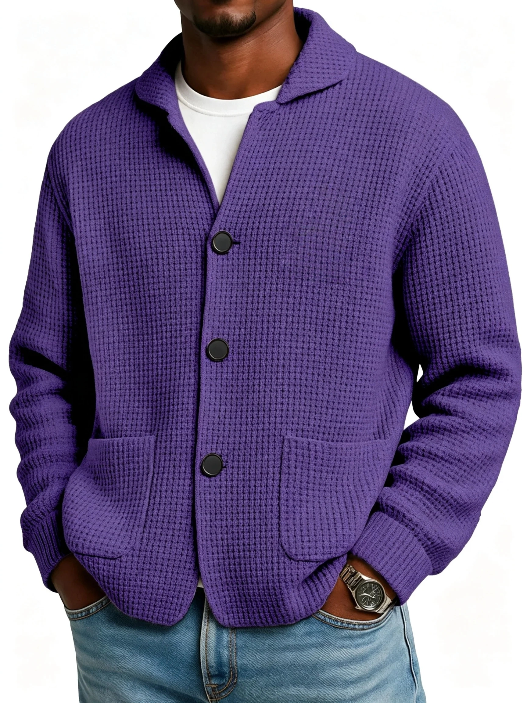 Autumn And Winter Solid Color Stand Collar Knitted Sweater Jacket