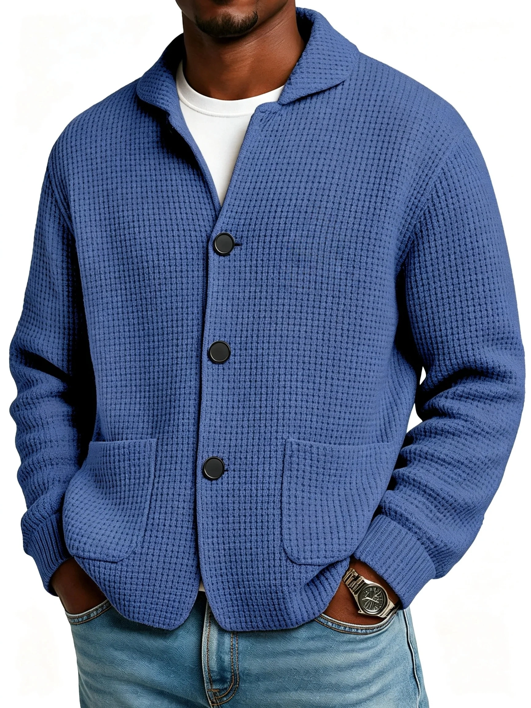 Autumn And Winter Solid Color Stand Collar Knitted Sweater Jacket