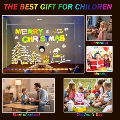 🎅The perfect gift for this Christmas🎁Creative Rewritable Acrylic LED Message Board 🎨 (set come with 7 Pens)