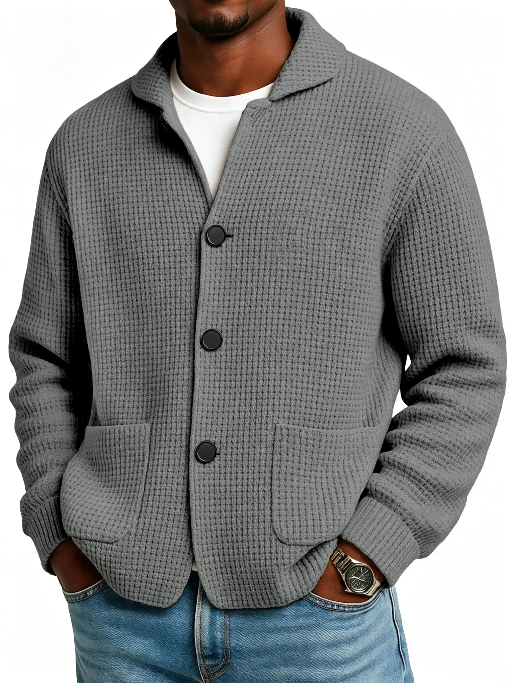 Autumn And Winter Solid Color Stand Collar Knitted Sweater Jacket