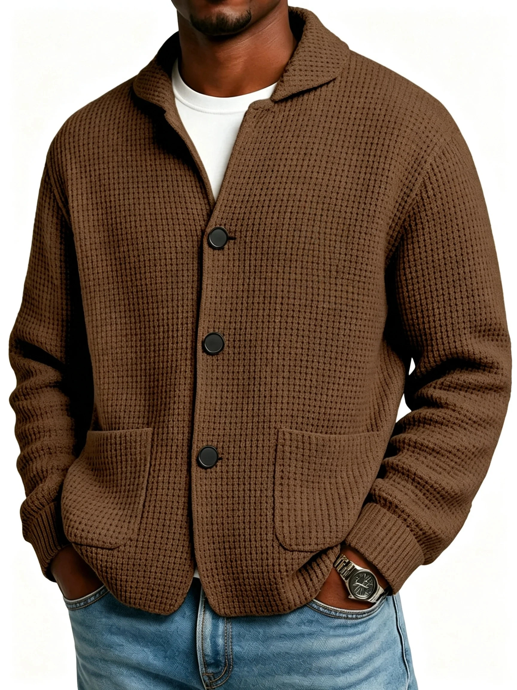 Autumn And Winter Solid Color Stand Collar Knitted Sweater Jacket