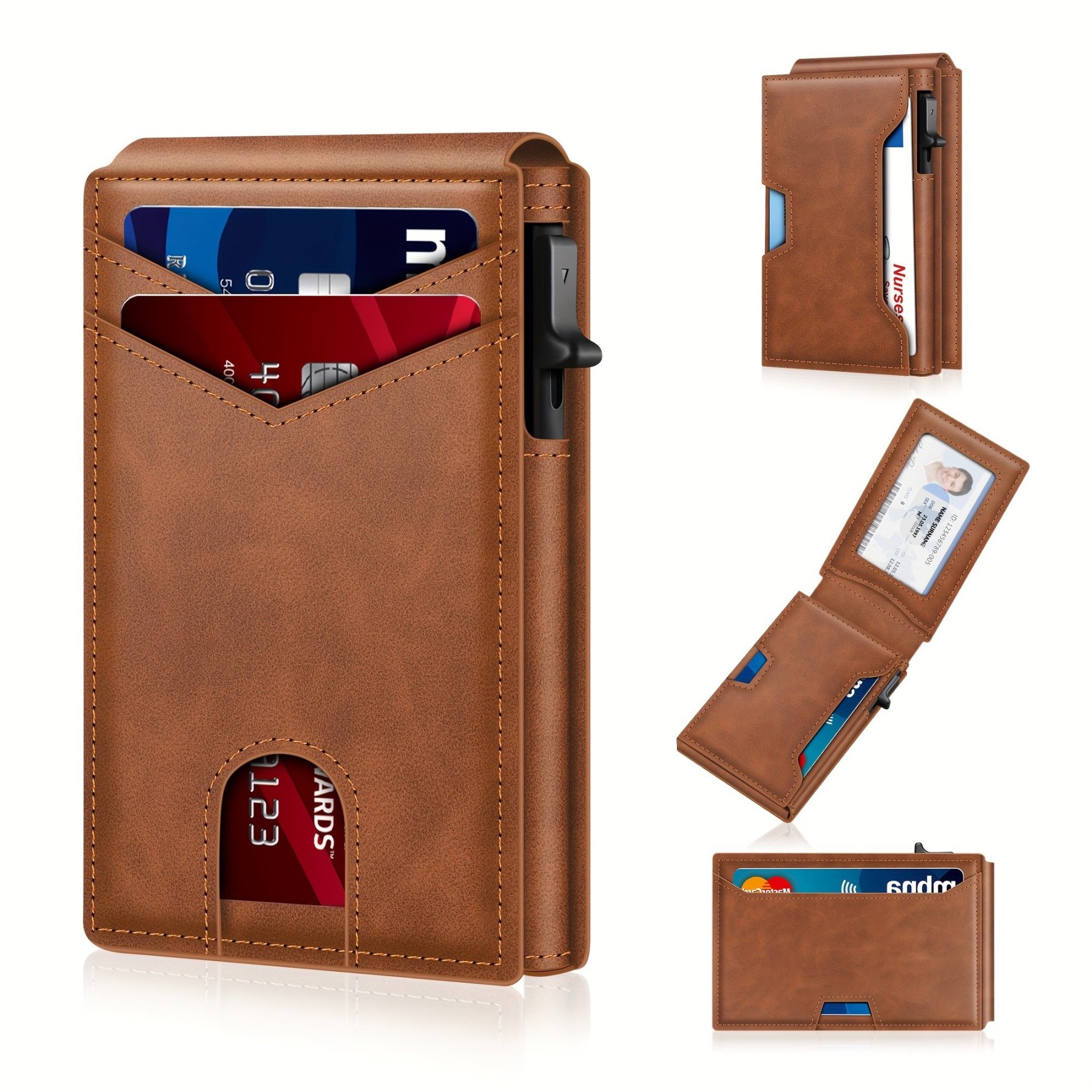Minimalist Men's Slim Wallet: 9 - 13 Cards, Money Clip, ID Window. RFID - Blocking, Aluminum Bifold Pop - Up-LivanaGoods