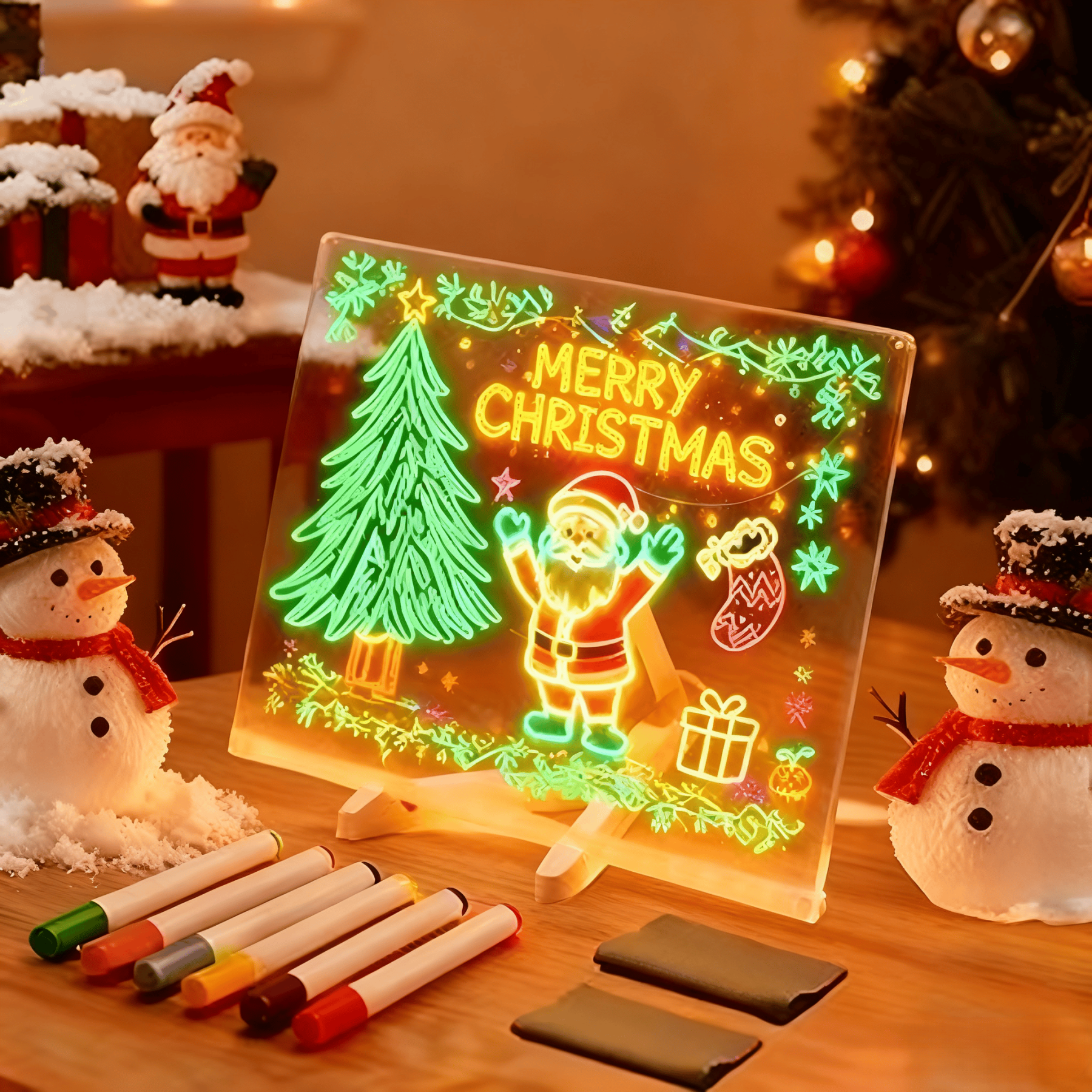 🎅The perfect gift for this Christmas🎁Creative Rewritable Acrylic LED Message Board 🎨 (set come with 7 Pens)