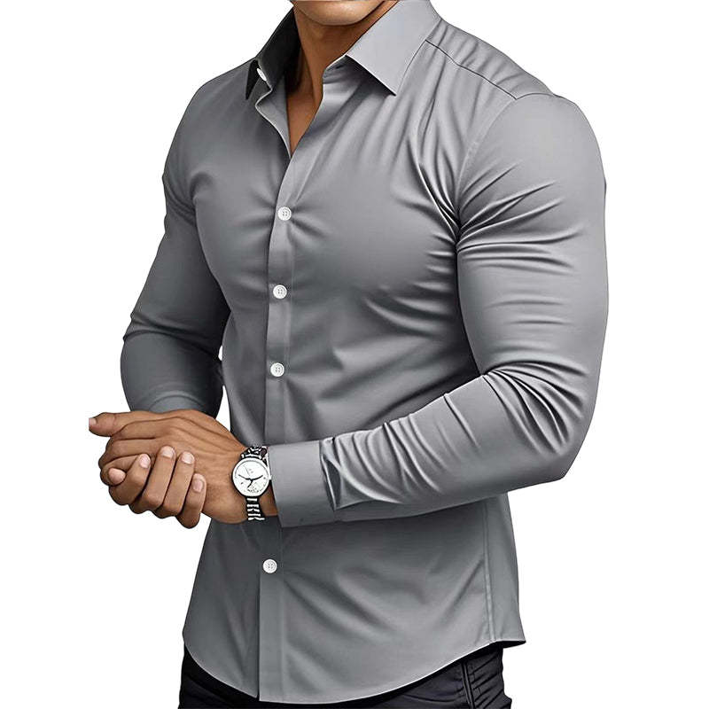 🔥LAST DAY SALE 50% OFF🔥Men's Solid Color Lapel Long Sleeve Button-Down Shirts