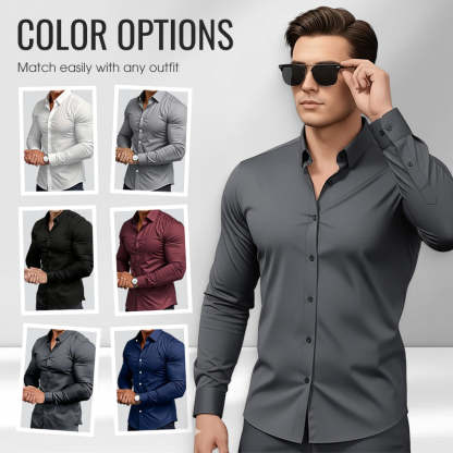 🔥LAST DAY SALE 50% OFF🔥Men's Solid Color Lapel Long Sleeve Button-Down Shirts