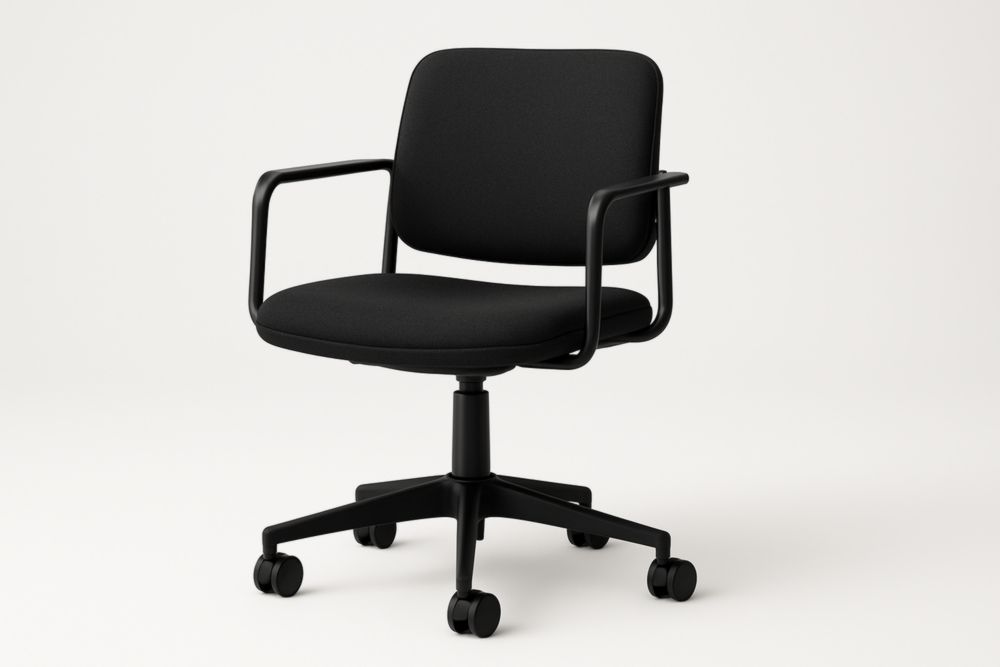 Chaise de Bureau Pivotante Noir avec Accoudoirs Structure Métallique Réglable 50x50x80 cm