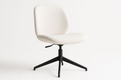 Chaise de Bureau Pivotante en Tissu Bouclé Blanc avec Structure Métal