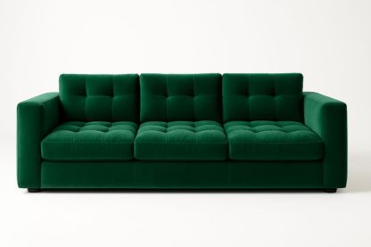 Sofa en velours vert coussins épais 220 cm