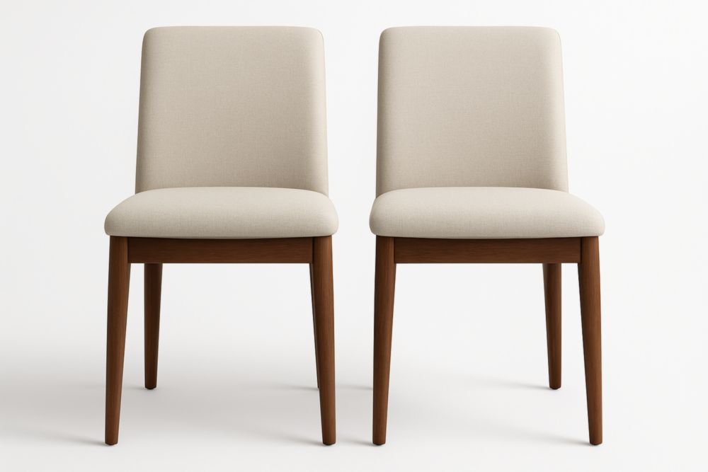 Chaise de salle à manger en tissu avec cadre en bois lot de 2 beige