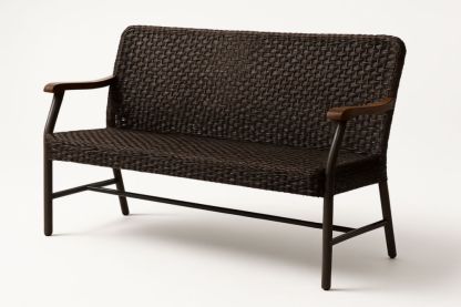 Banc d'extérieur 2 places en rotin et métal marron