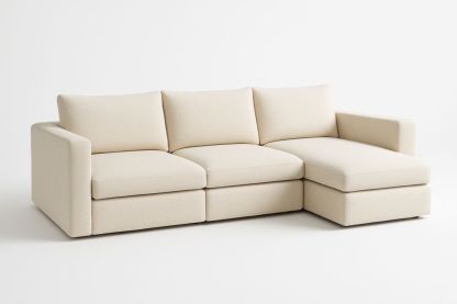 Canapé d'angle modulable tissu beige 270x150x85 cm