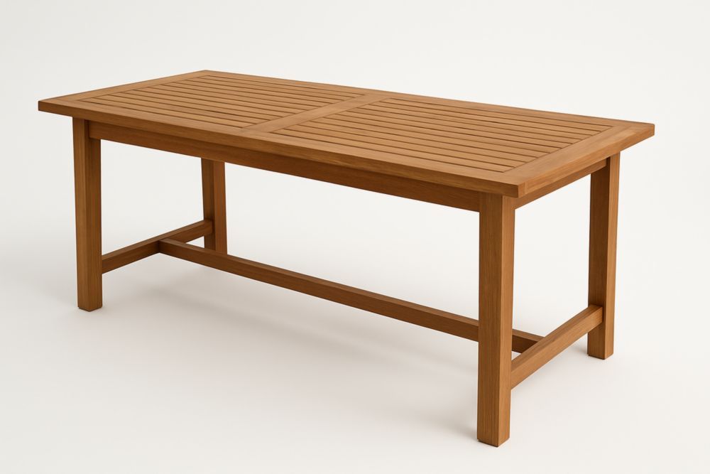 Table extérieure rectangulaire en bois d'acacia 200x100x75 cm