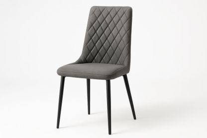 Chaise en tissu polyester gris anthracite avec pieds en métal noir hauteur 85cm