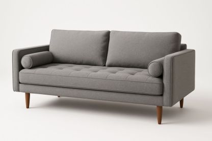 Canapé en tissu gris avec coussins amovibles design moderne 180cm