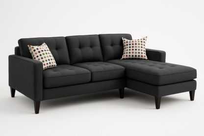 Canapé d'angle tissu gris foncé 235x160x85 cm