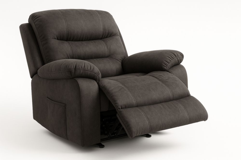 Fauteuil Relaxant Réglable en Tissu Anthracite avec Repose-Pieds