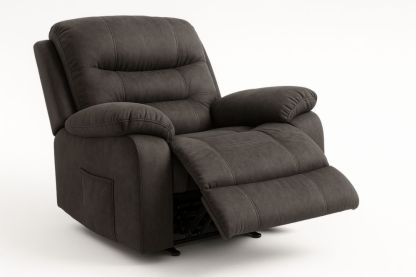 Fauteuil Relaxant Réglable en Tissu Anthracite avec Repose-Pieds