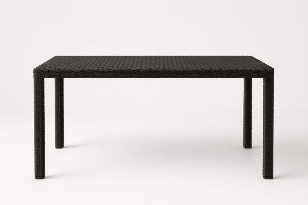 Table de Jardin Rectangulaire en Résine Tressée Noir 200x100x75cm