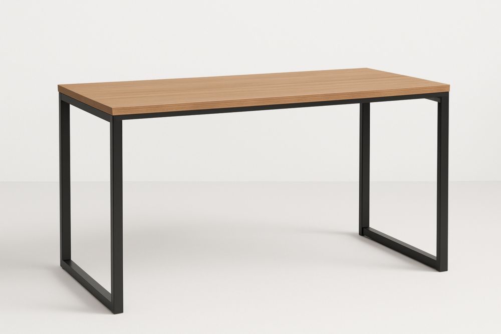 Table de bureau rectangulaire 120x60 cm en bois stratifié avec cadre en acier noir