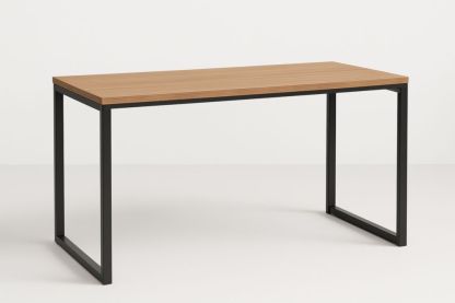 Table de bureau rectangulaire 120x60 cm en bois stratifié avec cadre en acier noir