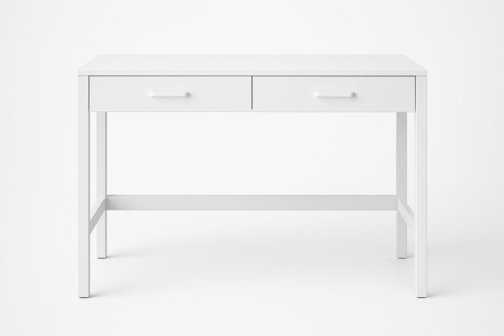 Bureau en Bois MDF Blanc avec Deux Tiroirs 120x60x75 cm