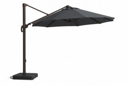 Parasol Déporté Rond 300 cm Aluminium Polyester Gris avec Base