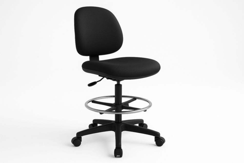 Chaise de bureau ergonomique hauteur réglable avec repose-pieds tissu noir