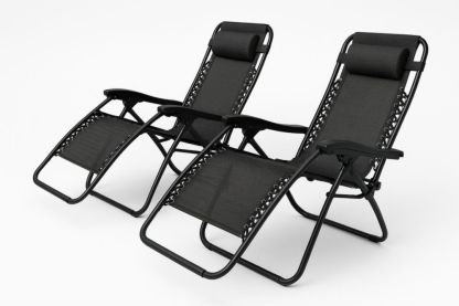 Transat Repos Ajustable Ensemble 2 Pièces Noir