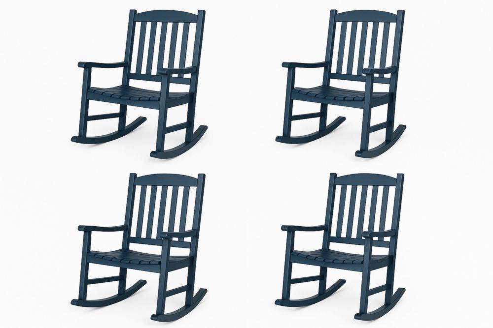 Chaise à bascule en plastique bleu foncé ensemble de 4