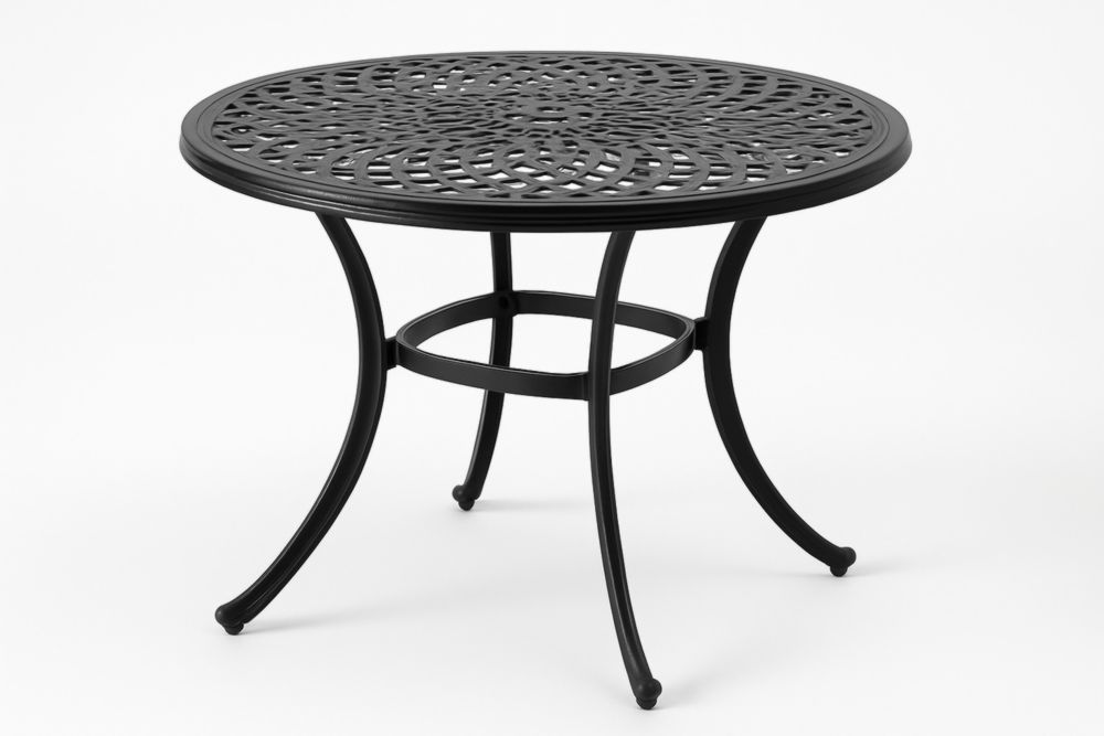 Table de jardin ronde en aluminium noir 90cm