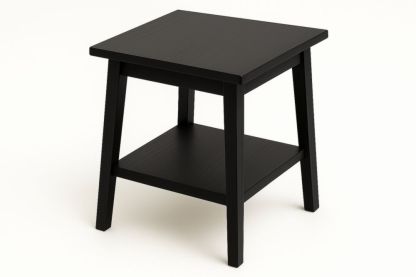 Table d'appoint en bois MDF noir avec étagère carrée 50 cm