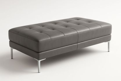Ottomane rectangulaire cuir synthétique gris 120x60x40 cm