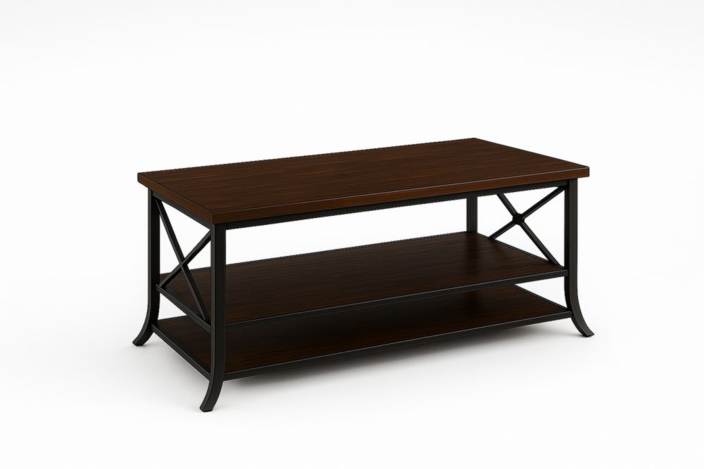 Table basse rectangulaire bois métal 120x60x45 cm