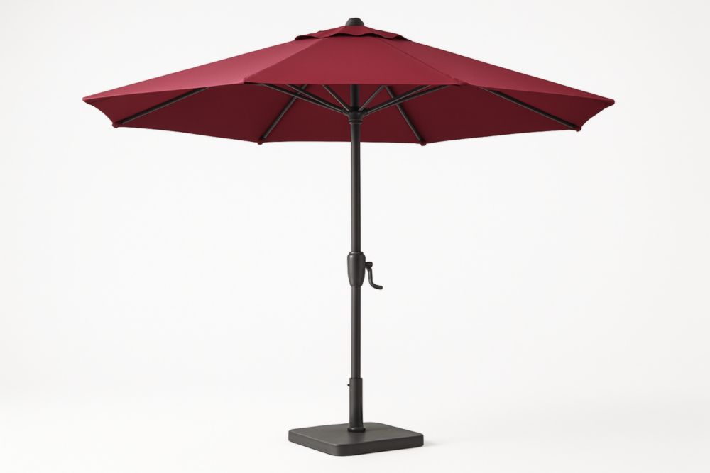 Parasol de jardin rond 300 cm polyester rouge avec manivelle