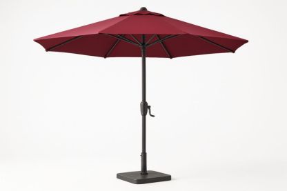 Parasol de jardin rond 300 cm polyester rouge avec manivelle